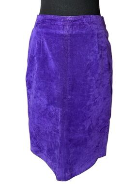 THE LEATHER RANCH Vintage Purple Suede Pencil Skirt Zipper Snap Lined Medium